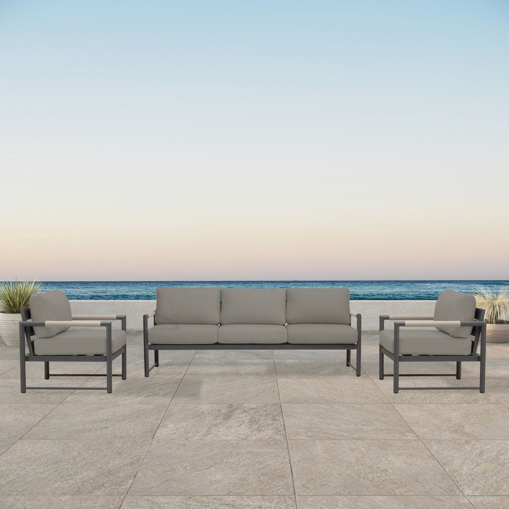 The appearance of Alto 3 Piece Sofa Club Chair Set In Canvas Charcoal and Slate designed by Harmonia Living in the modern / contemporary interior design. This canvas charcoal/slate piece of furniture  was selected by 1StopBedrooms from Alto Collection to add a touch of cosiness and style into your home. Sku: ALTO-SL-PG-SET141-CC. Material: Aluminum.