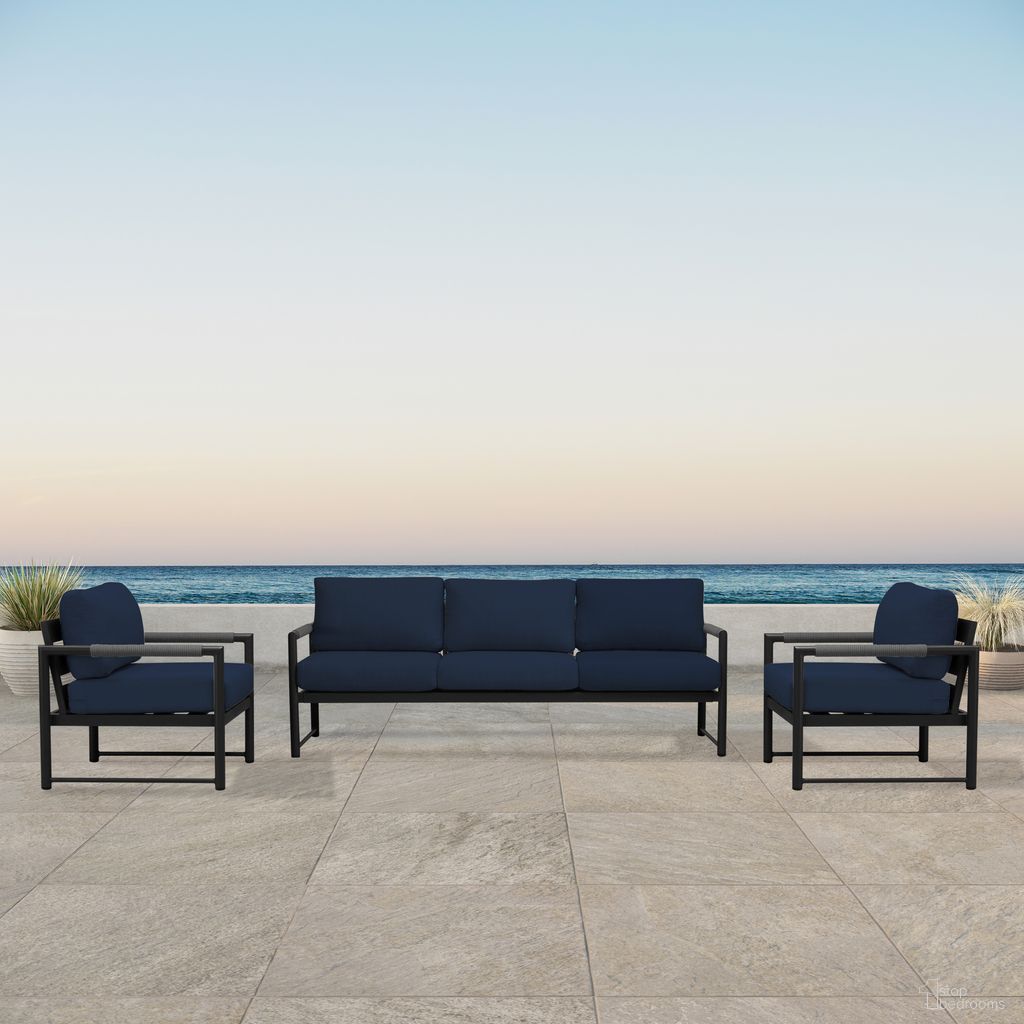 The appearance of Alto 3 Piece Sofa Club Chair Set In Spectrum Indigo and Black designed by Harmonia Living in the modern / contemporary interior design. This spectrum indigo/black piece of furniture was selected by 1StopBedrooms from Alto Collection to add a touch of cosiness and style into your home. Sku: ALTO-BK-CO-SET141-IN. Material: Aluminum.