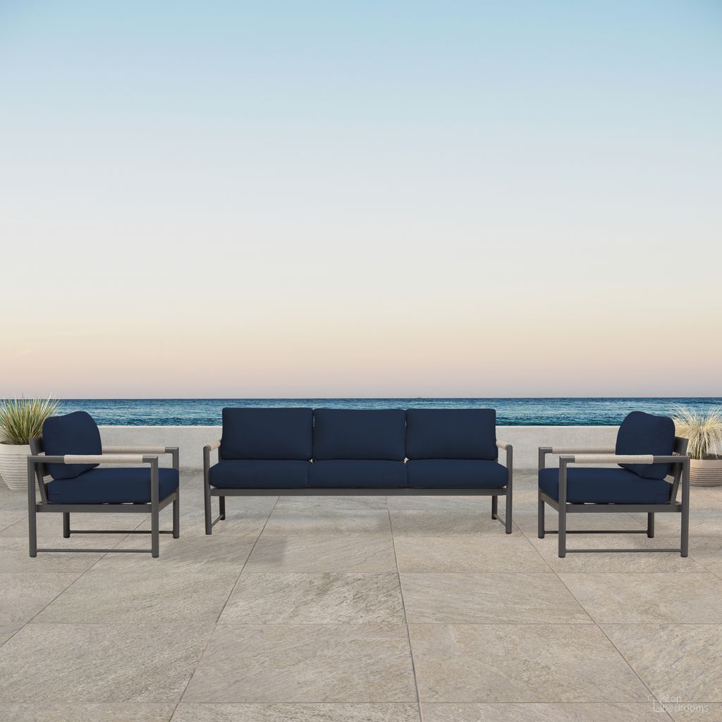 The appearance of Alto 3 Piece Sofa Club Chair Set In Spectrum Indigo and Slate designed by Harmonia Living in the modern / contemporary interior design. This spectrum indigo/slate piece of furniture was selected by 1StopBedrooms from Alto Collection to add a touch of cosiness and style into your home. Sku: ALTO-SL-PG-SET141-IN. Material: Aluminum.
