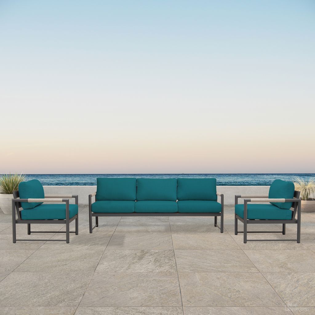 The appearance of Alto 3 Piece Sofa Club Chair Set In Spectrum Peacock and Slate designed by Harmonia Living in the modern / contemporary interior design. This spectrum peacock/slate piece of furniture  was selected by 1StopBedrooms from Alto Collection to add a touch of cosiness and style into your home. Sku: ALTO-SL-PG-SET141-PC. Material: Aluminum.