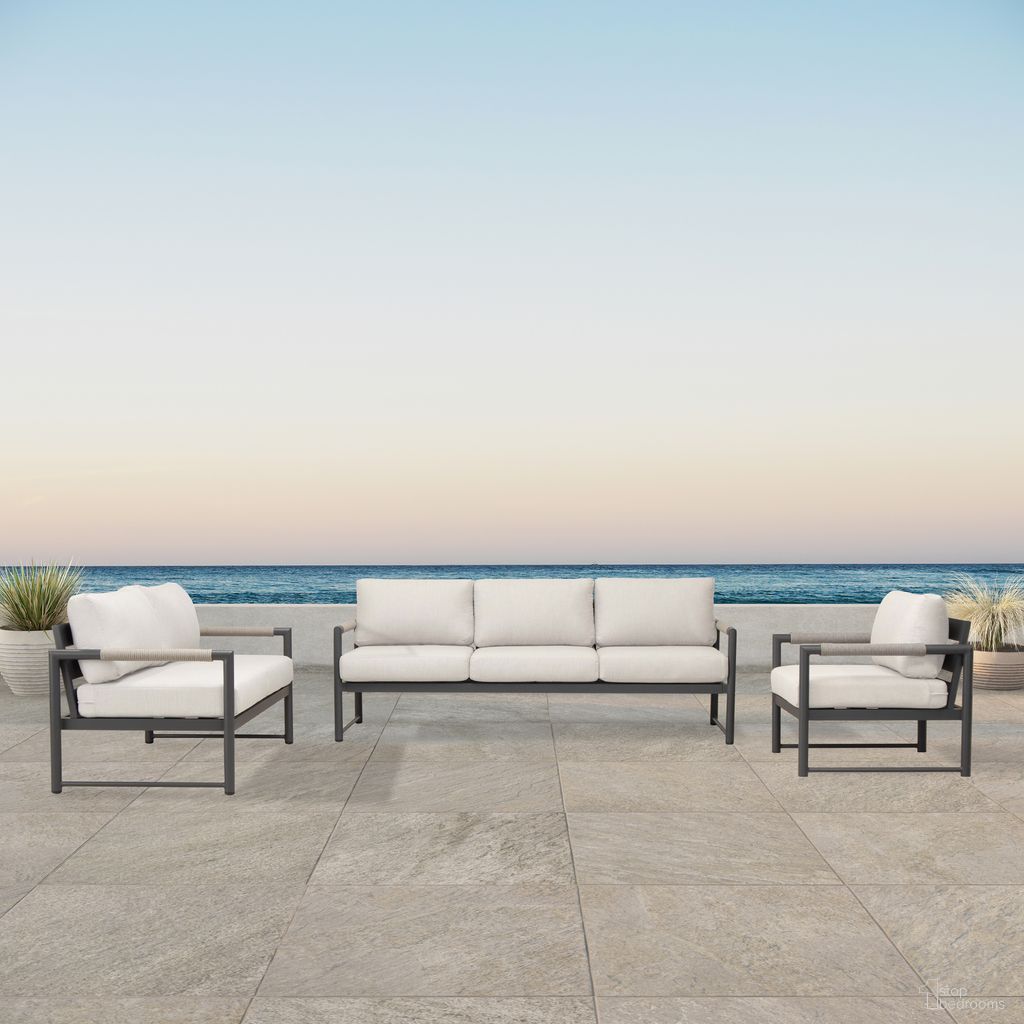 The appearance of Alto 3 Piece Sofa Loveseat Set In Cast Silver and Slate designed by Harmonia Living in the modern / contemporary interior design. This cast silver/slate piece of furniture was selected by 1StopBedrooms from Alto Collection to add a touch of cosiness and style into your home. Sku: ALTO-SL-PG-SET143-CS. Material: Aluminum.