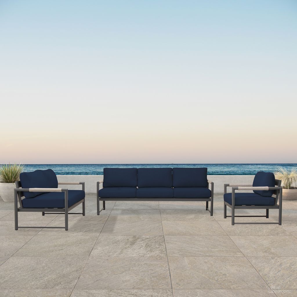The appearance of Alto 3 Piece Sofa Loveseat Set In Spectrum Indigo and Slate designed by Harmonia Living in the modern / contemporary interior design. This spectrum indigo/slate piece of furniture was selected by 1StopBedrooms from Alto Collection to add a touch of cosiness and style into your home. Sku: ALTO-SL-PG-SET143-IN. Material: Aluminum.