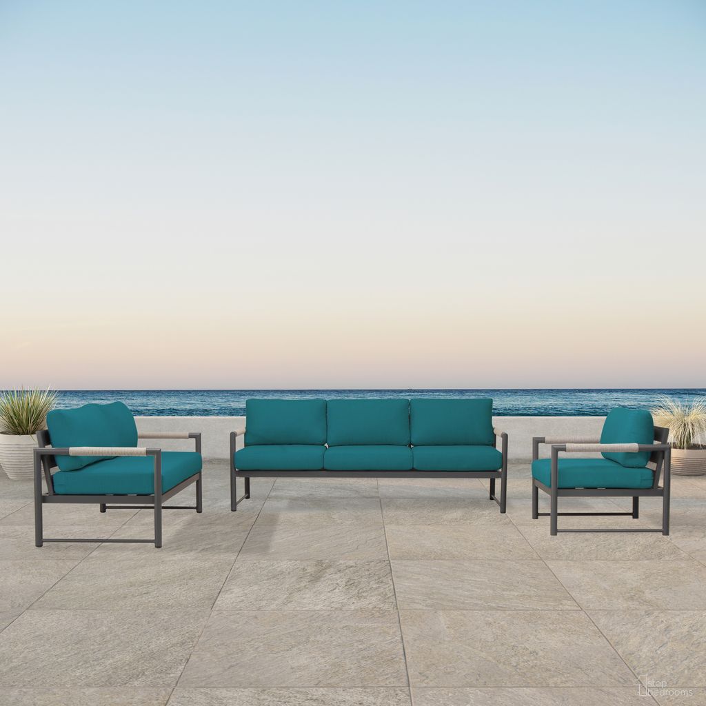 The appearance of Alto 3 Piece Sofa Loveseat Set In Spectrum Peacock and Slate designed by Harmonia Living in the modern / contemporary interior design. This spectrum peacock/slate piece of furniture  was selected by 1StopBedrooms from Alto Collection to add a touch of cosiness and style into your home. Sku: ALTO-SL-PG-SET143-PC. Material: Aluminum.