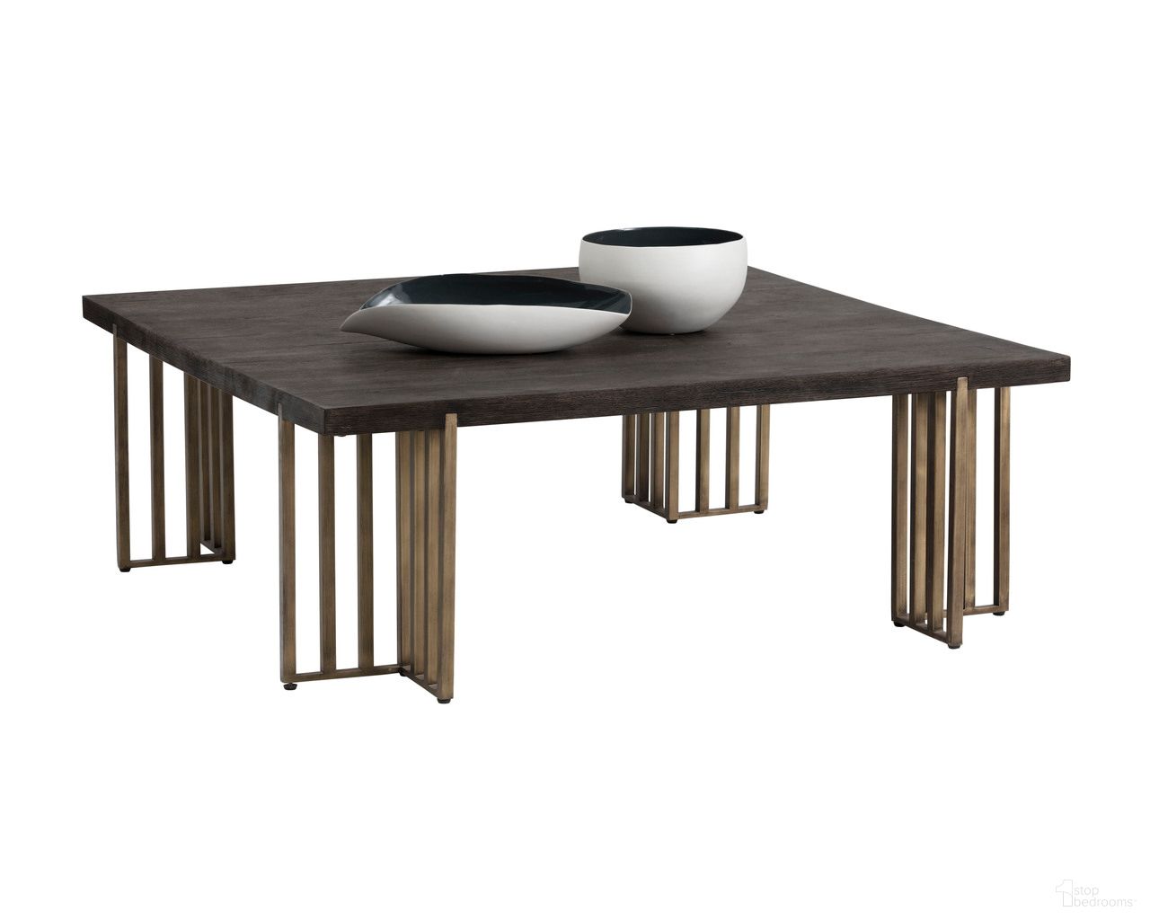 Alto Coffee Table In Espresso and Antique Brass