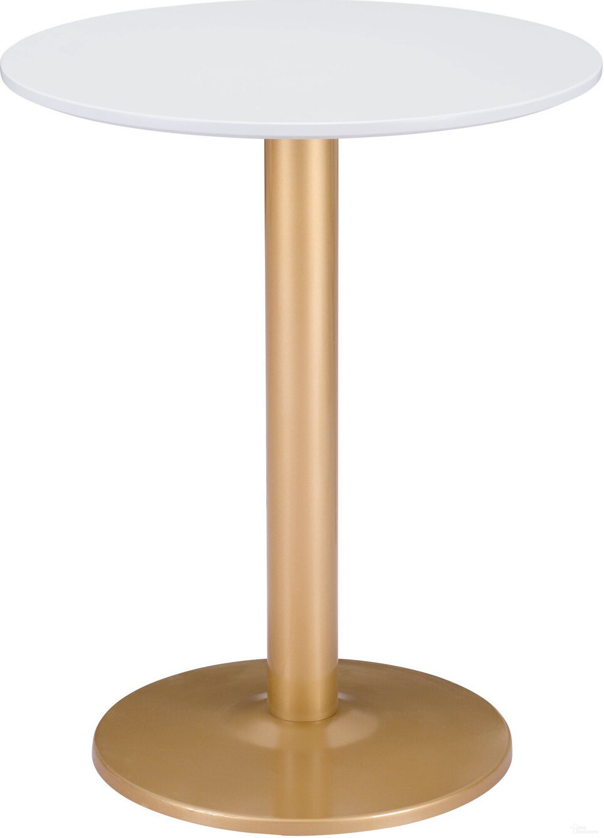 The appearance of Alto Bistro Table In White and Gold designed by Zuo Modern in the modern / contemporary interior design. This white and gold piece of furniture was selected by 1StopBedrooms from Alto Collection to add a touch of cosiness and style into your home. Sku: 101570. Table Top Shape: Round. Material: MDF.
