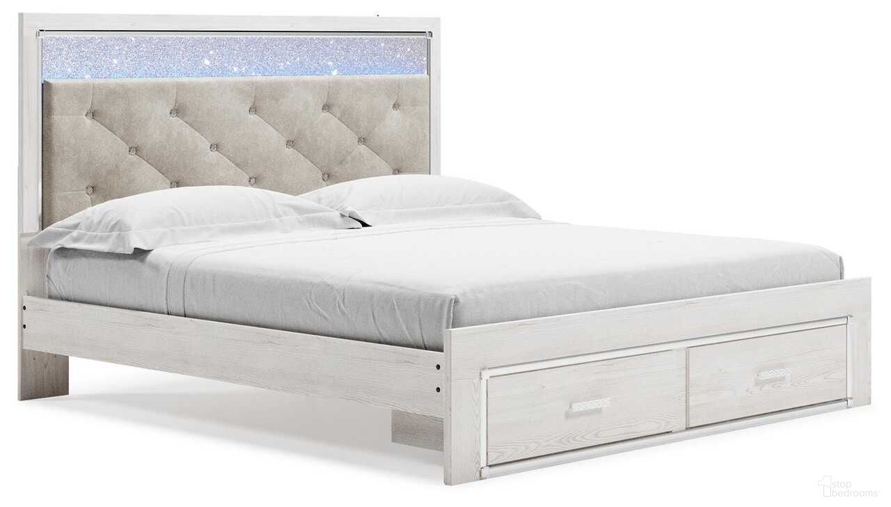 Altyra King Upholstered Storage Bed In White
