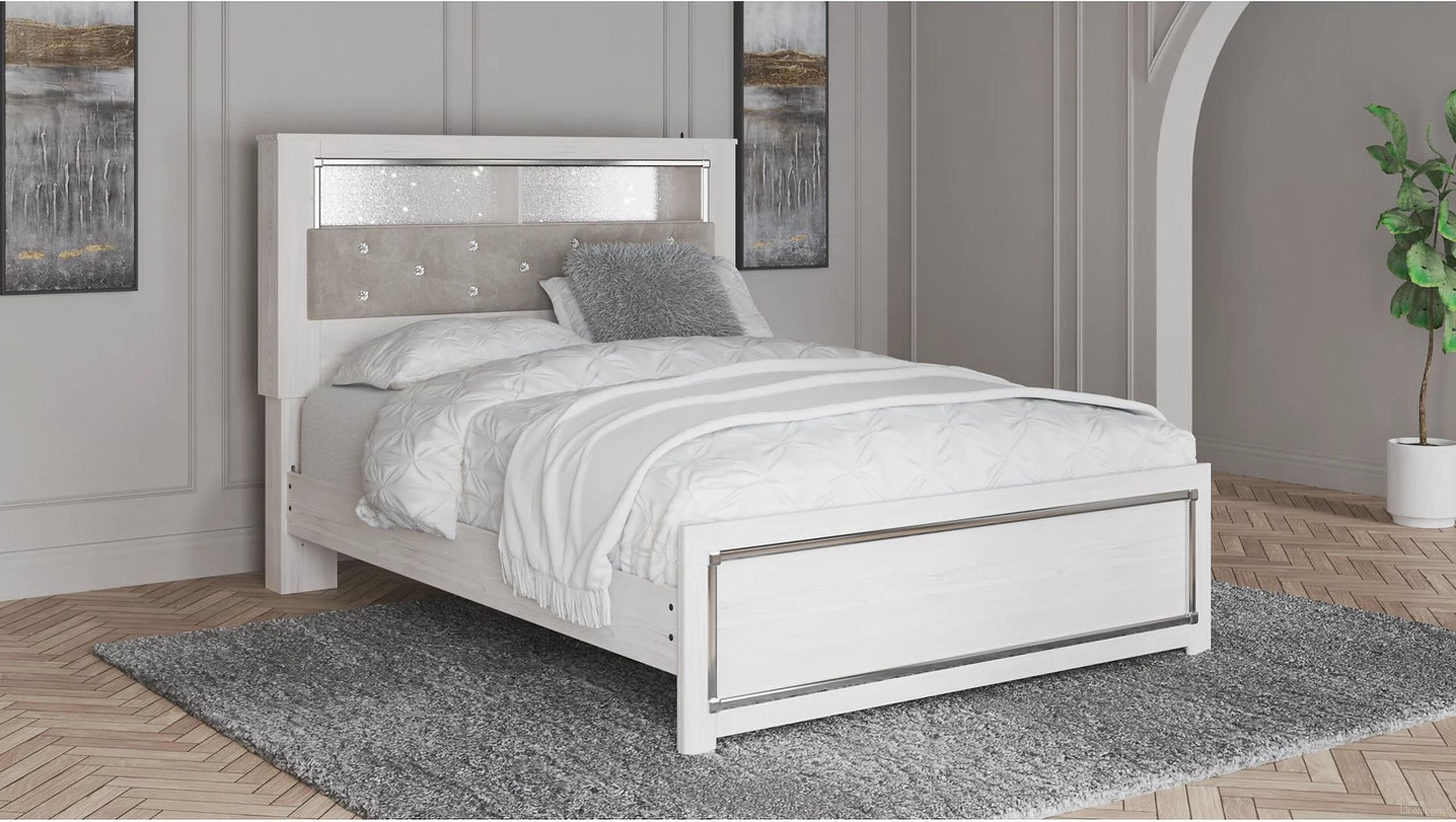 The appearance of Altyra Panel Bookcase Bedroom Set In White designed by Signature Design by Ashley in the modern / contemporary interior design. This white piece of furniture was selected by 1StopBedrooms from Altyra Collection to add a touch of cosiness and style into your home. Sku: B100-13;B2640-54;B2640-65;B2640-95;B2640-92. Bed Type: Bookcase Bed. Material: Fabric. Bed Size: Queen.