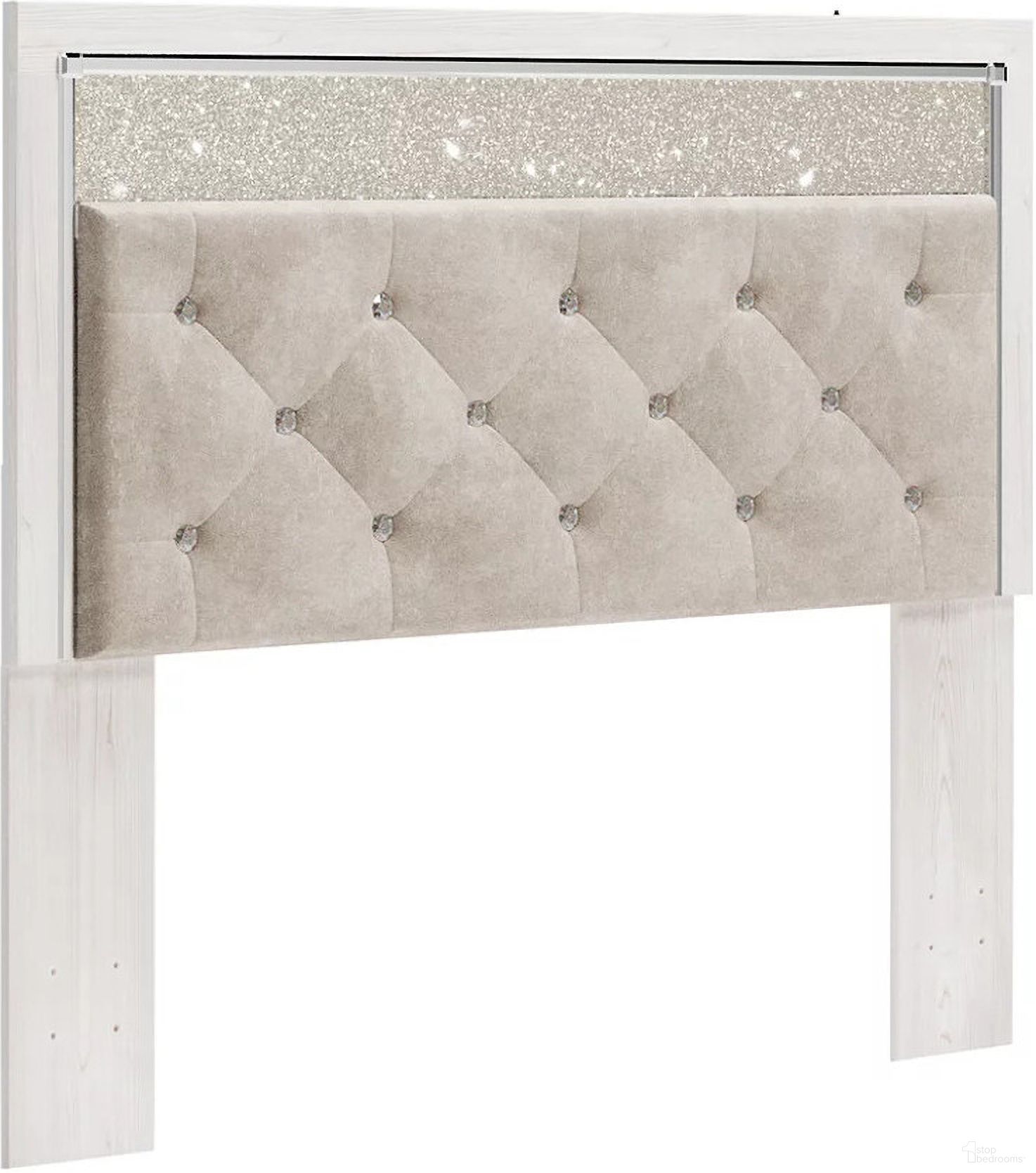 The appearance of Altyra White Queen Upholstered Panel Headboard Only designed by Signature Design by Ashley in the modern / contemporary interior design. This white piece of furniture  was selected by 1StopBedrooms from Altyra Collection to add a touch of cosiness and style into your home. Sku: B2640-57. Material: Fabric. Bed Size: Queen.