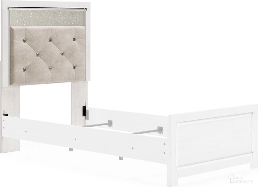 The appearance of Altyra White Twin Upholstered Panel Headboard Only designed by Signature Design by Ashley in the modern / contemporary interior design. This white piece of furniture  was selected by 1StopBedrooms from Altyra Collection to add a touch of cosiness and style into your home. Sku: B2640-53. Material: Fabric. Bed Size: Twin.