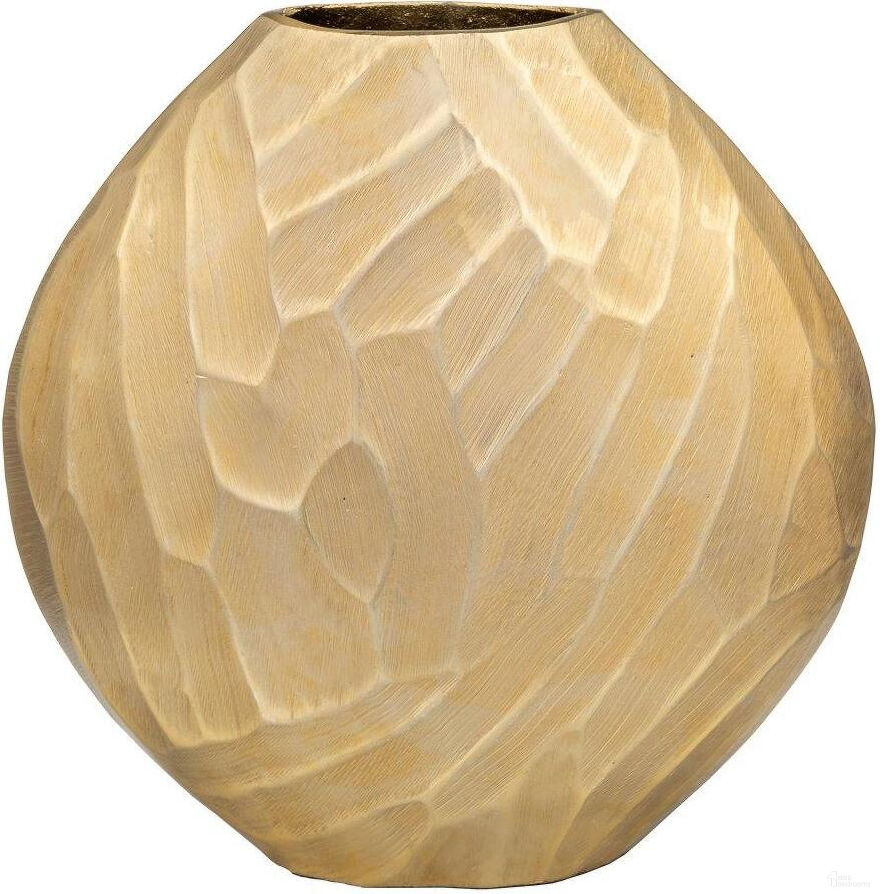 Aluminum 14 Inch Hammered Vase In Champagne