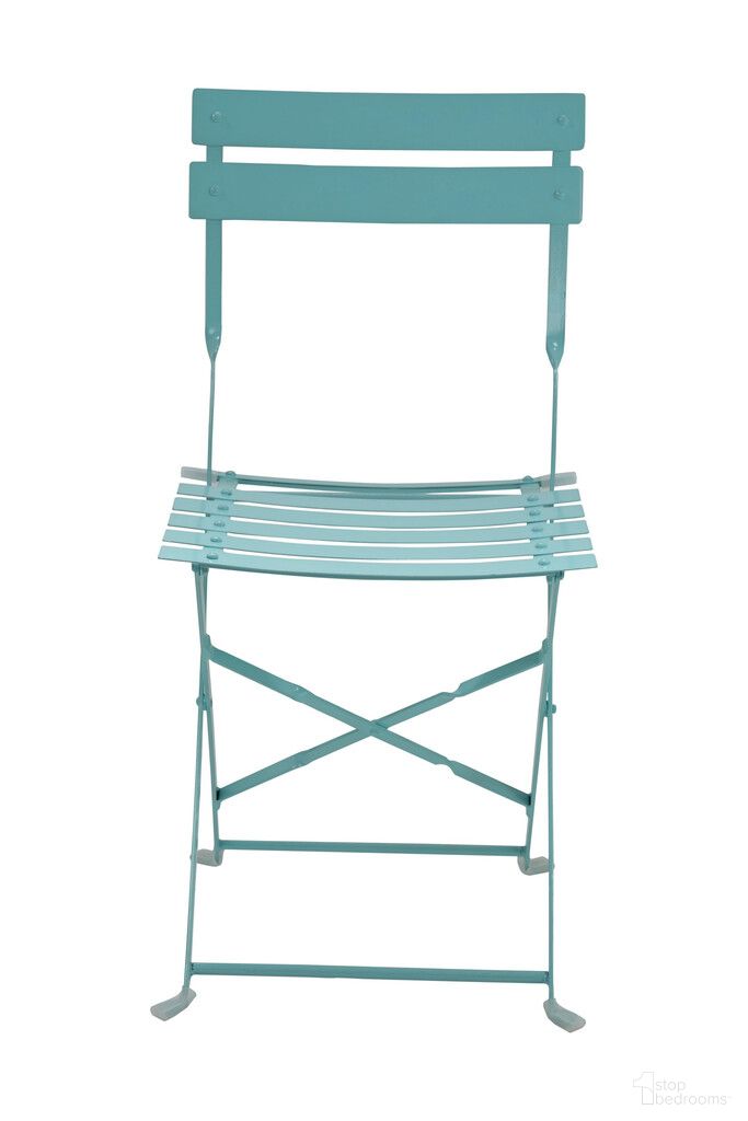 The appearance of Aluminum Outdoor Folding Dining Chairs Set of 2 In Teal Blue designed by Homeroots in the modern / contemporary interior design. This teal blue piece of furniture was selected by 1StopBedrooms from to add a touch of cosiness and style into your home. Sku: 606525. Material: Aluminum.