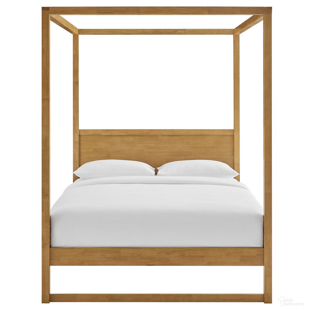 Alva King Wood Canopy Platform Bed In Oak