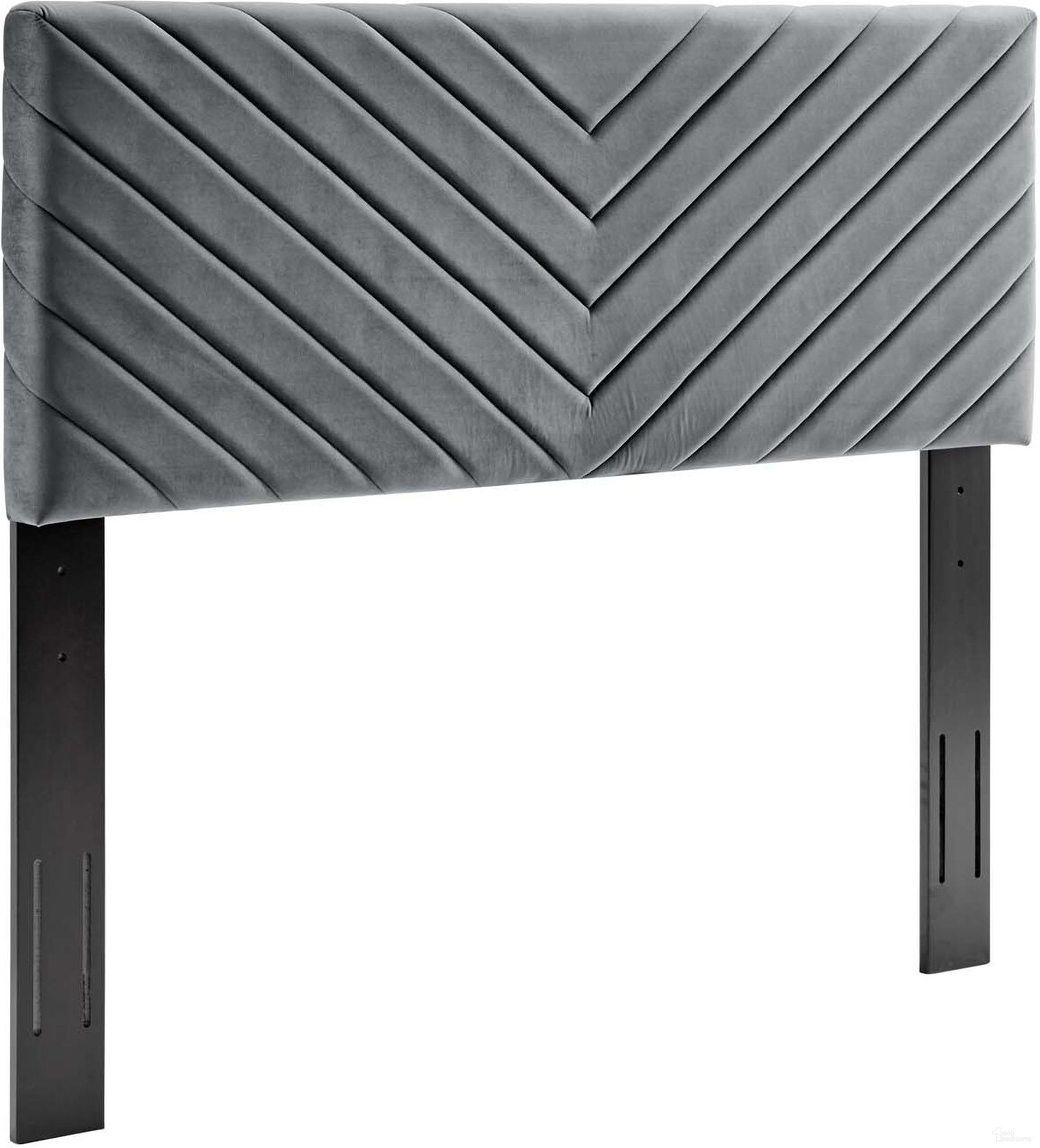 The appearance of Alyson Charcoal Angular Channel Tufted Performance Velvet King / California King Headboard designed by Modway in the modern / contemporary interior design. This charcoal piece of furniture  was selected by 1StopBedrooms from Alyson Collection to add a touch of cosiness and style into your home. Sku: MOD-6145-CHA. Material: Wood. Bed Size: California King.