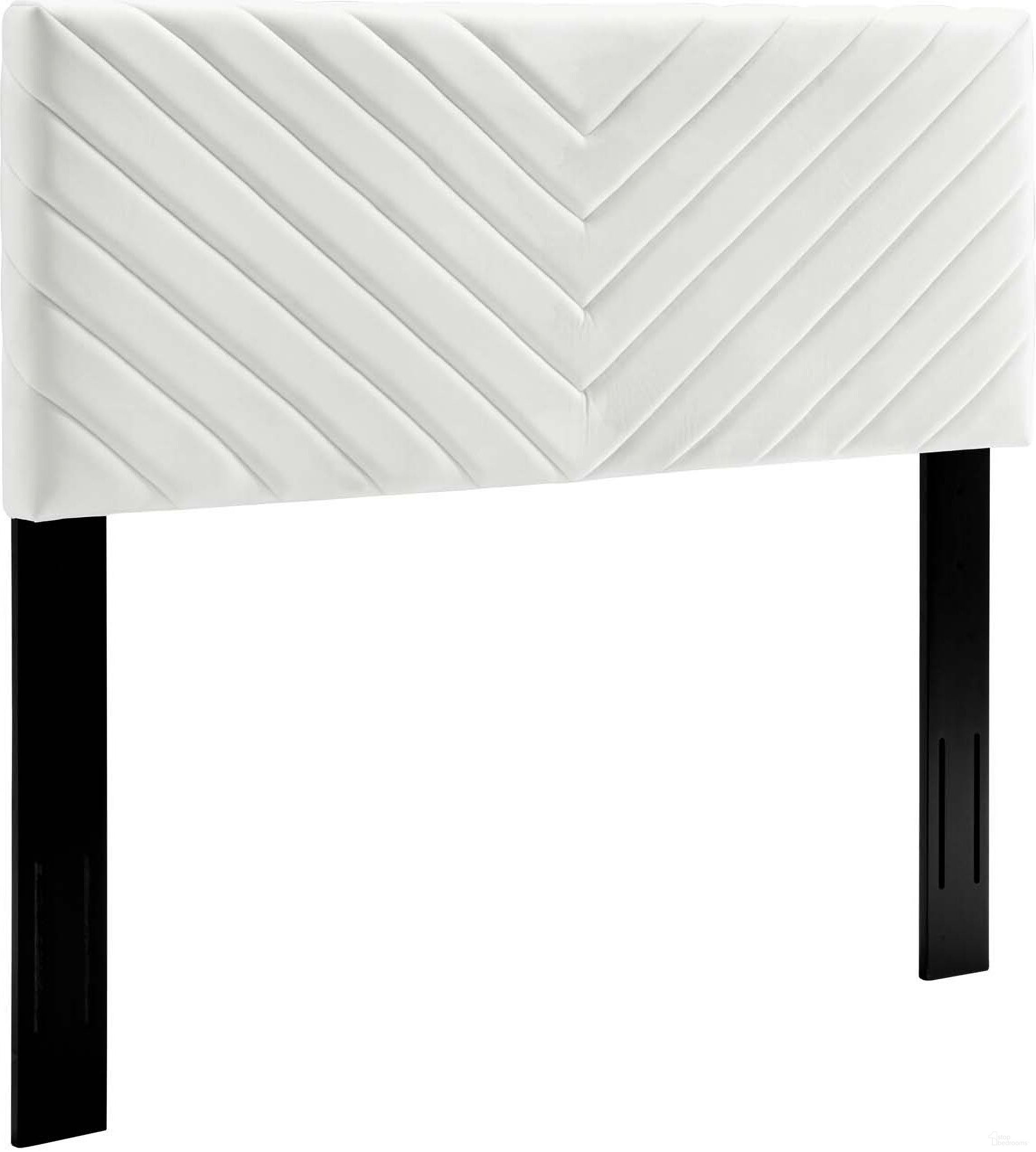 The appearance of Alyson White Chevron Tufted Performance Velvet Full / Queen Headboard designed by Modway in the modern / contemporary interior design. This white piece of furniture  was selected by 1StopBedrooms from Alyson Collection to add a touch of cosiness and style into your home. Sku: MOD-6144-WHI. Material: Wood. Bed Size: Queen.
