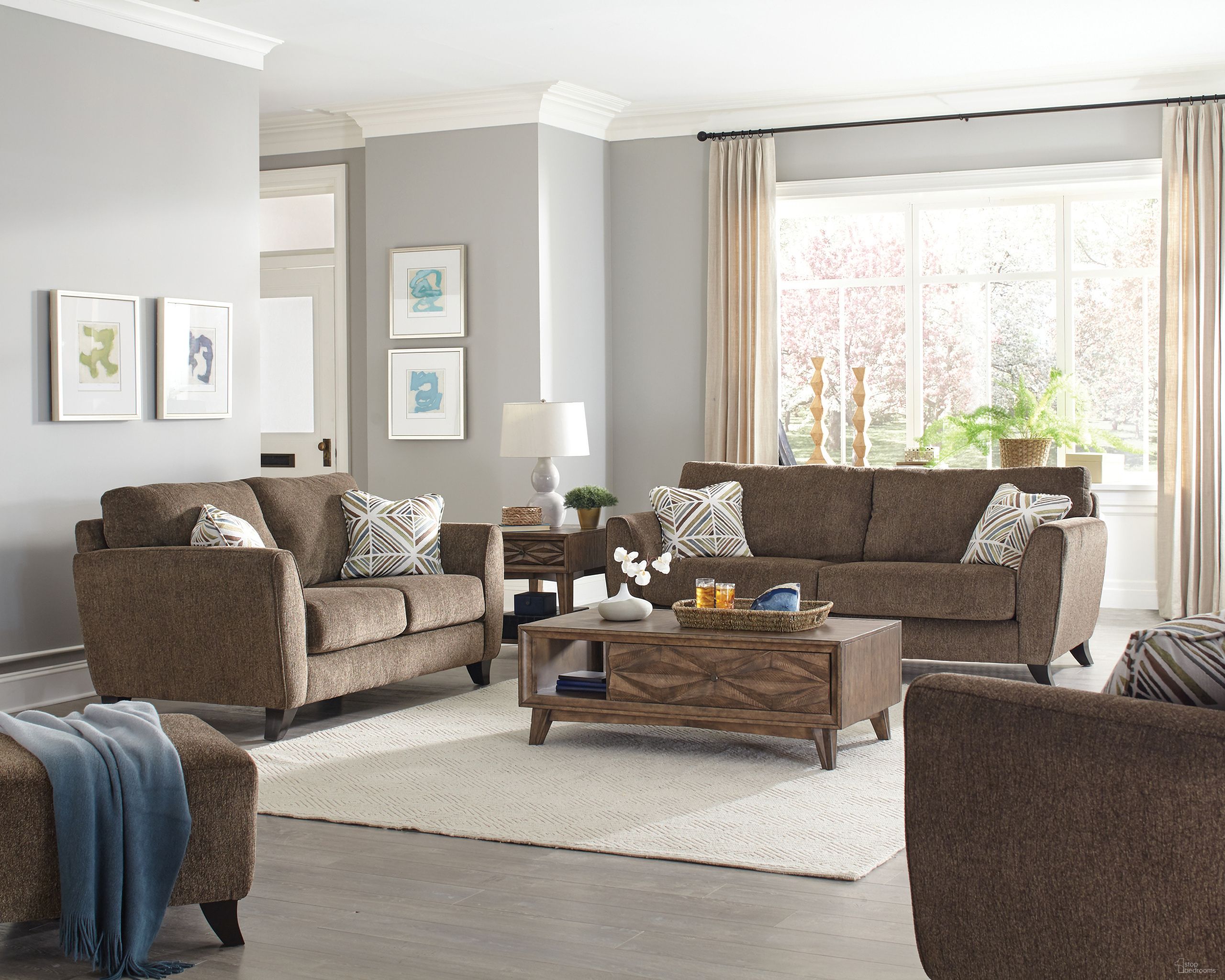 The appearance of Alyssa Living Room Set In Latte designed by Jackson in the traditional interior design. This latte piece of furniture was selected by 1StopBedrooms from Alyssa Collection to add a touch of cosiness and style into your home. Sku: 421503207229207335;421502207229207335. Material: Polyester.