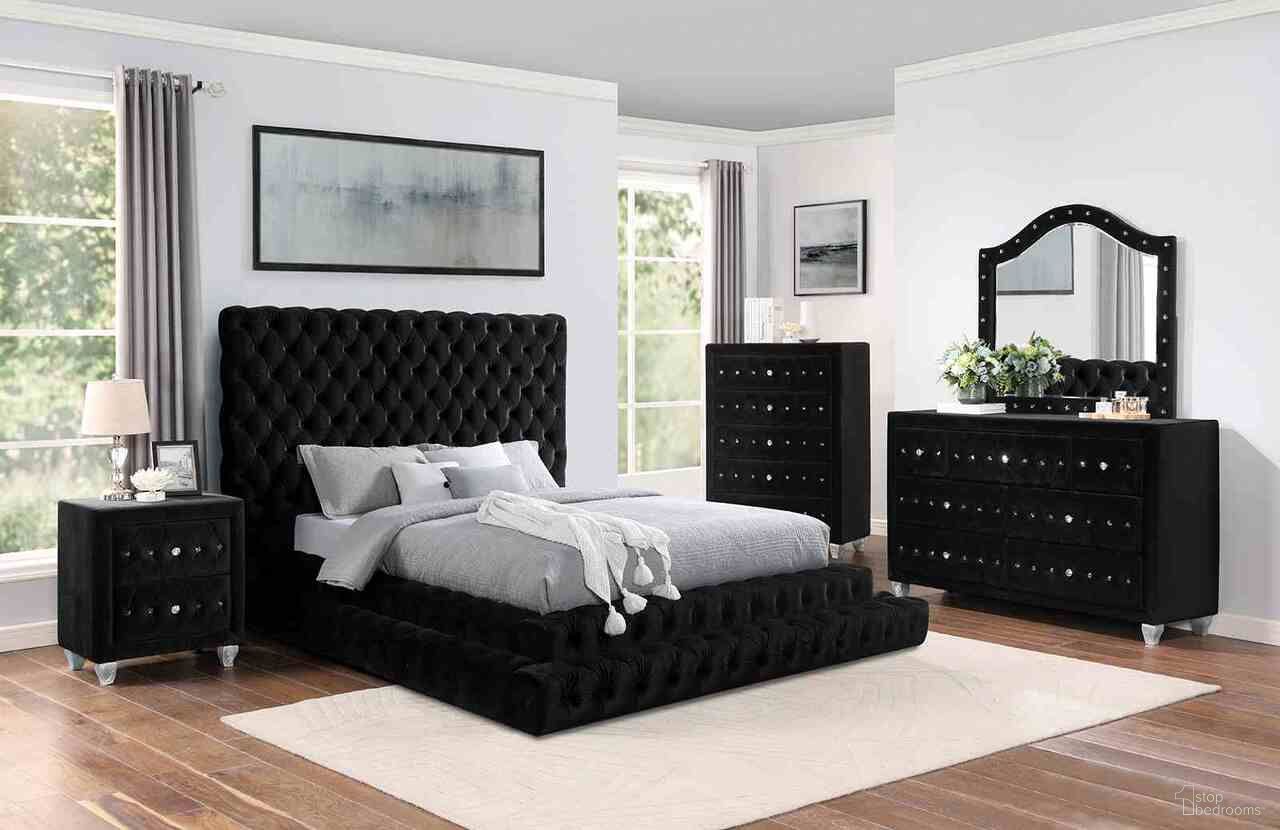 The appearance of Alzir Nightstand In Black designed by Furniture of America in the glam interior design. This black piece of furniture was selected by 1StopBedrooms from Alzir Collection to add a touch of cosiness and style into your home. Sku: FM7150BK-N. Material: Velvet.