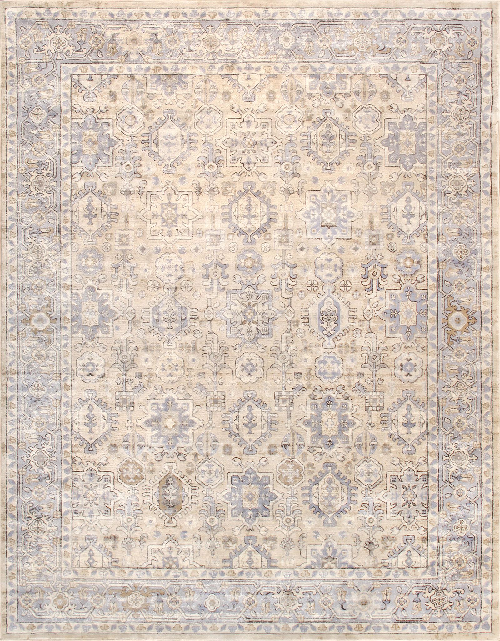 Amadeus Design Power Loom Area Rug- 10' x 14' In Beige and Blue