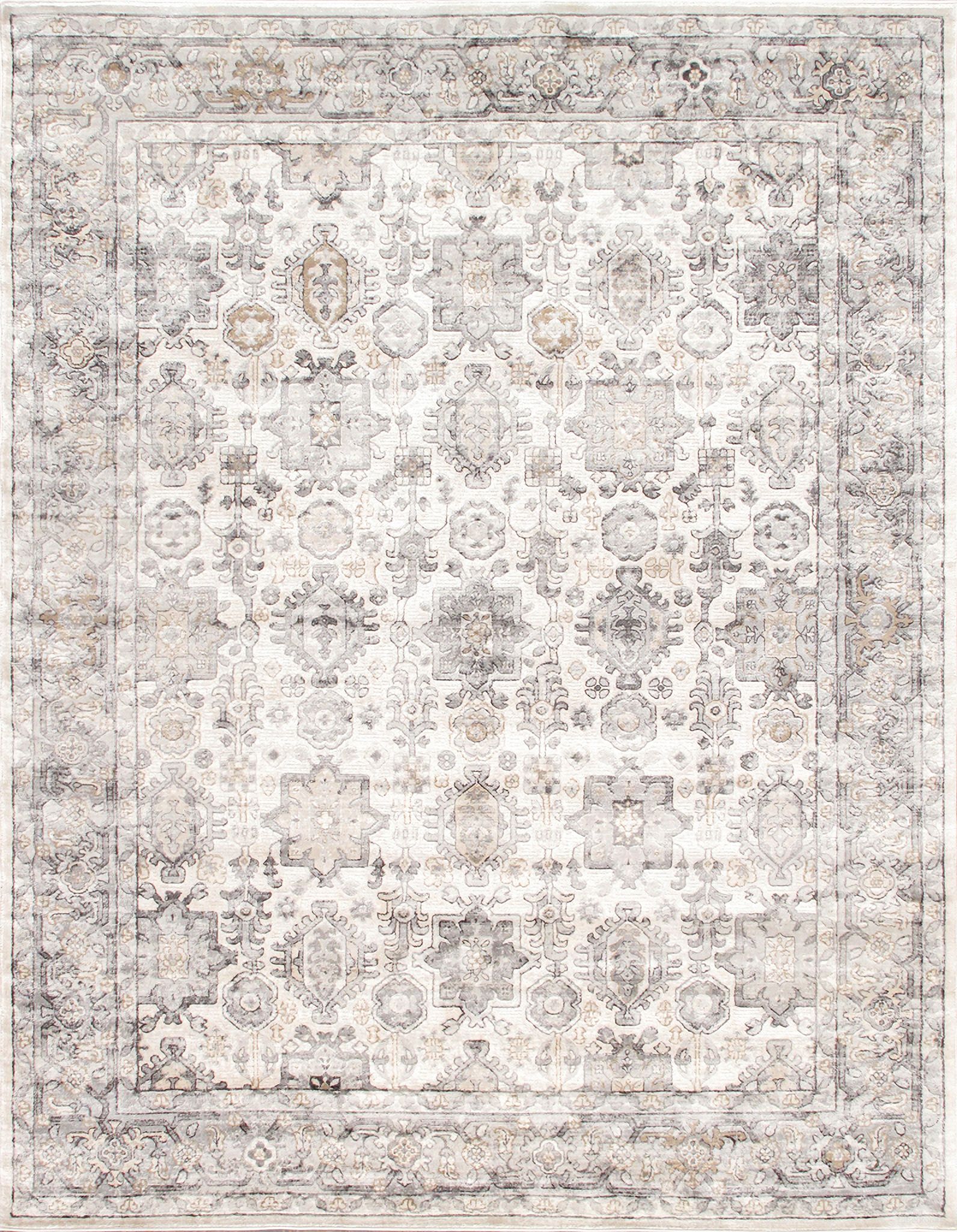 Amadeus Design Power Loom Area Rug- 10' x 14' In Ivory and Grey
