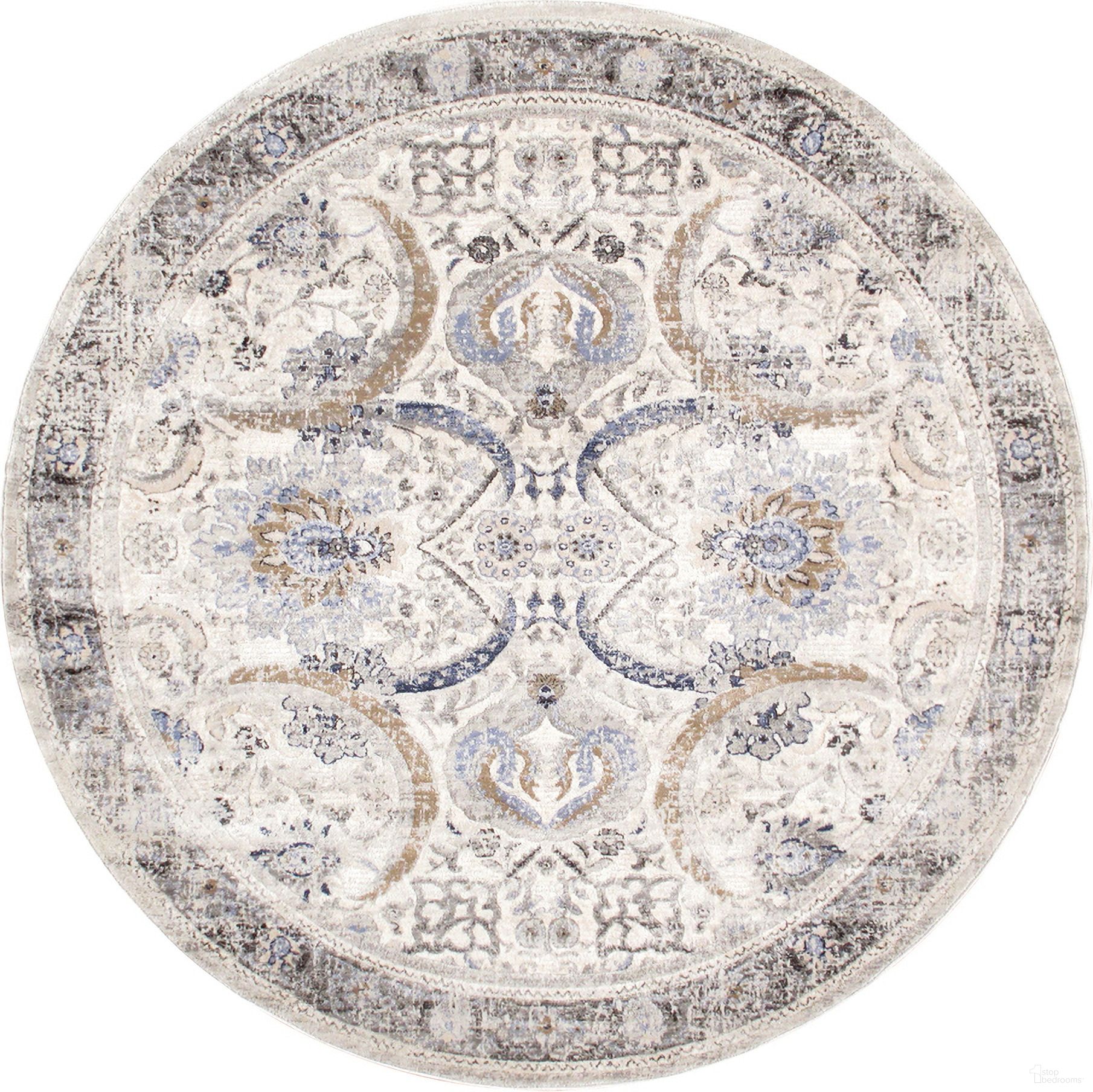 Amadeus Design Power Loom Area Rug- 6' x 6' In Ivory and Beige