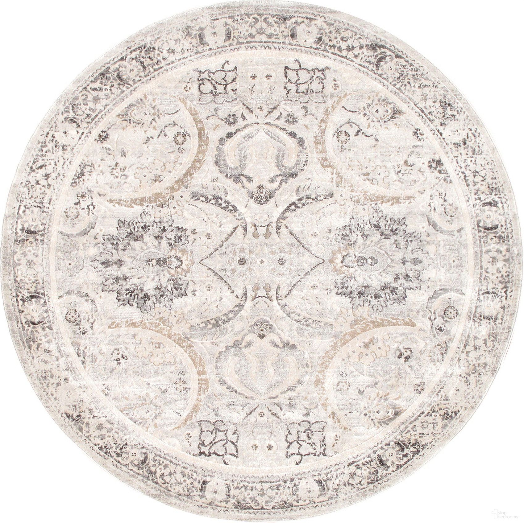 Amadeus Design Power Loom Area Rug- 6' x 6' In Ivory and Silver