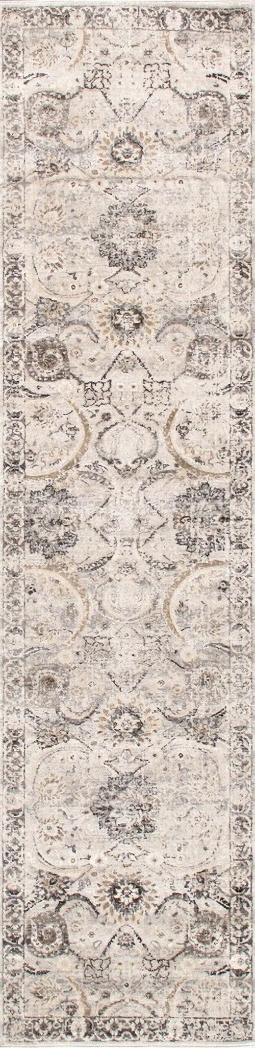 Amadeus Design Power Loom Runner- 2' 6" x 10' In Ivory and Silver