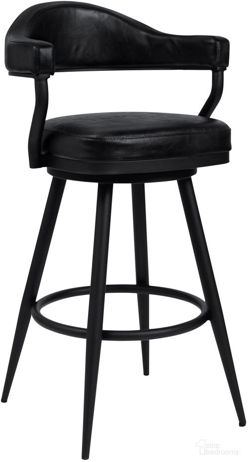 Amador 26 Inch Counter Height Barstool In A Black Powder Coated Finish and Vintage Black Faux Leather