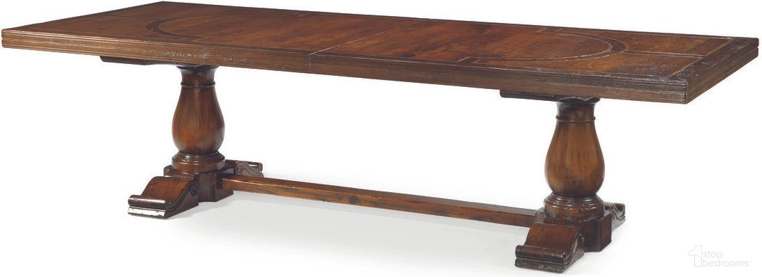 The appearance of Amador Dining Table In Marbella designed by Century Furniture in the modern / contemporary interior design. This marbella piece of furniture  was selected by 1StopBedrooms from Marbella & Chateau Lyon Collection to add a touch of cosiness and style into your home. Sku: SF3011-B;SF3011-T. Table Base Style: Trestle. Table Top Shape: Rectangular. Material: Walnut Veneer. Size: 46" x 110".