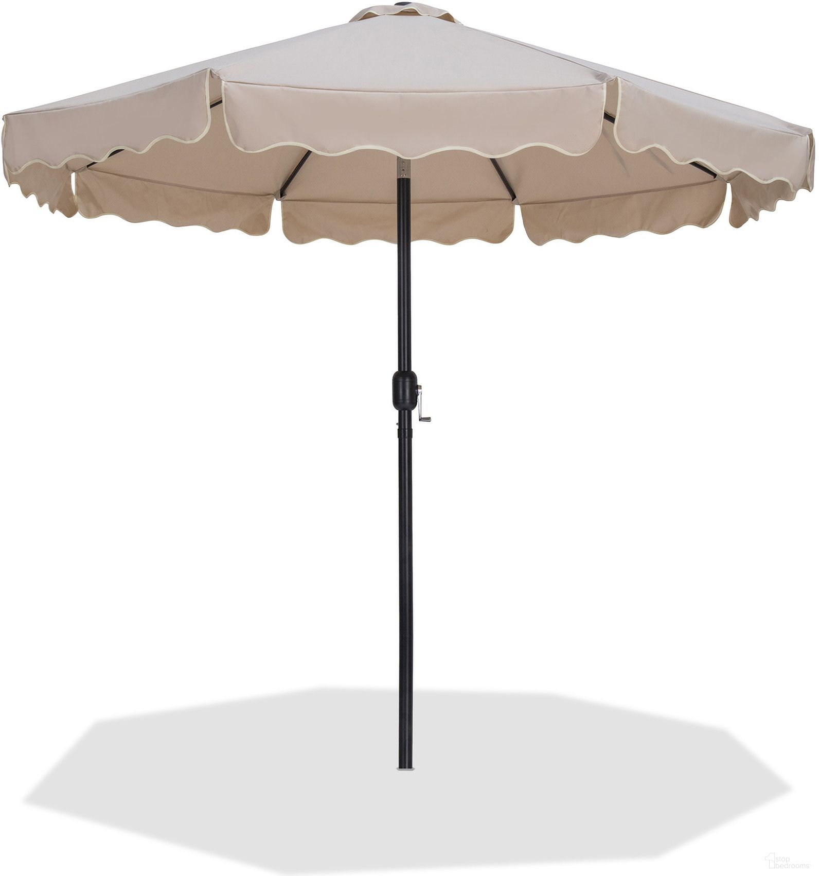 The appearance of Amalfi Cream Piping Patio Umbrellas In Beige Fabric and Matte Black designed by Meridian in the modern / contemporary interior design. This beige/matte black piece of furniture was selected by 1StopBedrooms from Amalfi Collection to add a touch of cosiness and style into your home. Sku: 55019Beige-U. Material: Polyester.