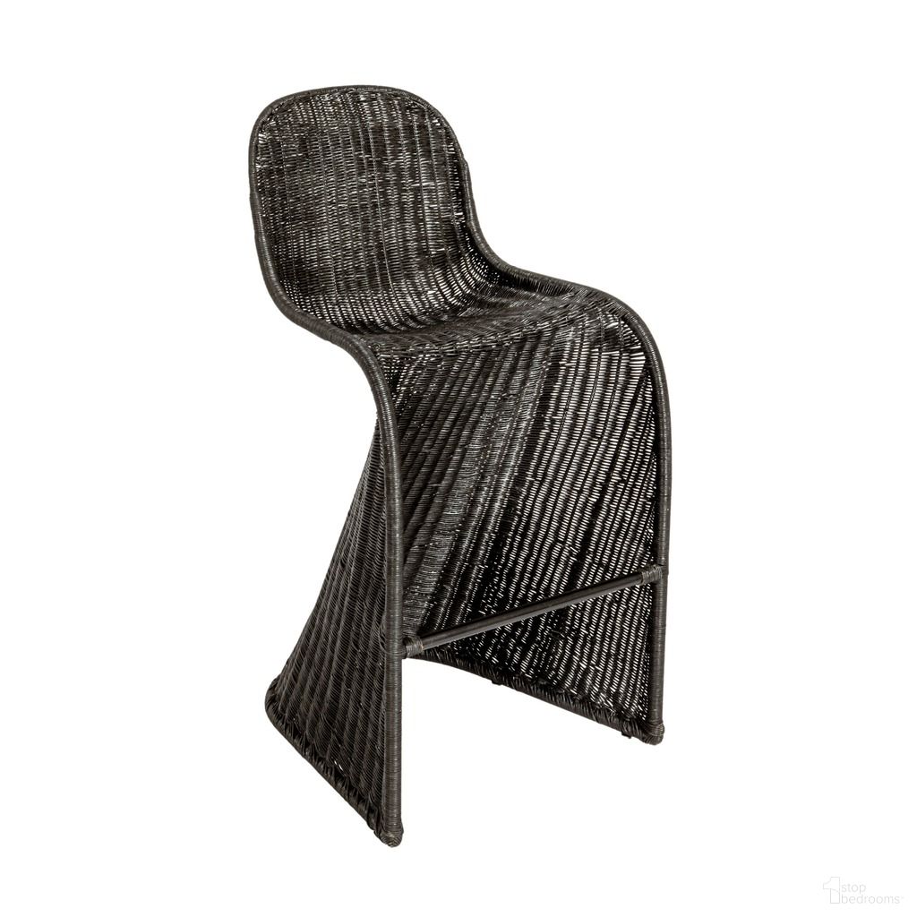 Amalfi Woven Rattan Outdoor S-Shaped Barstool In Black
