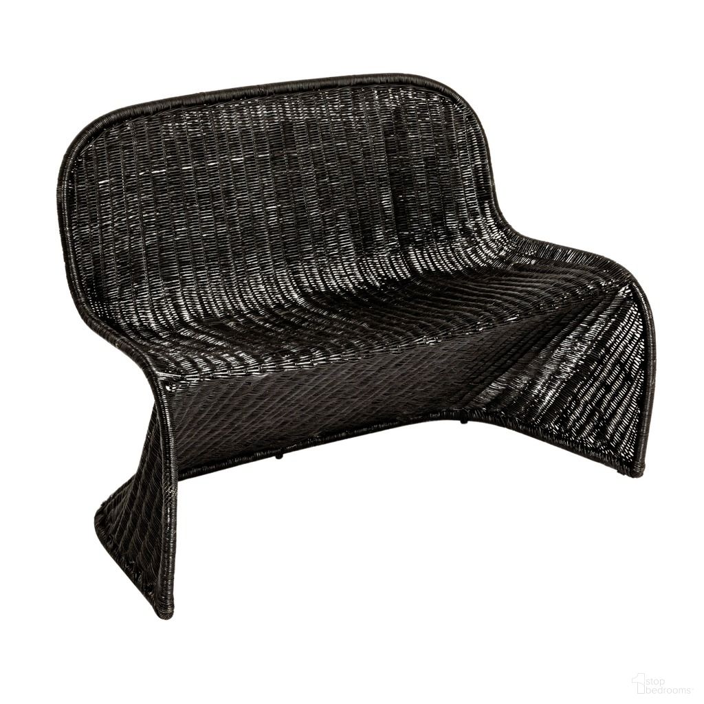 Amalfi Woven Rattan Outdoor S-Shaped Bench In Black
