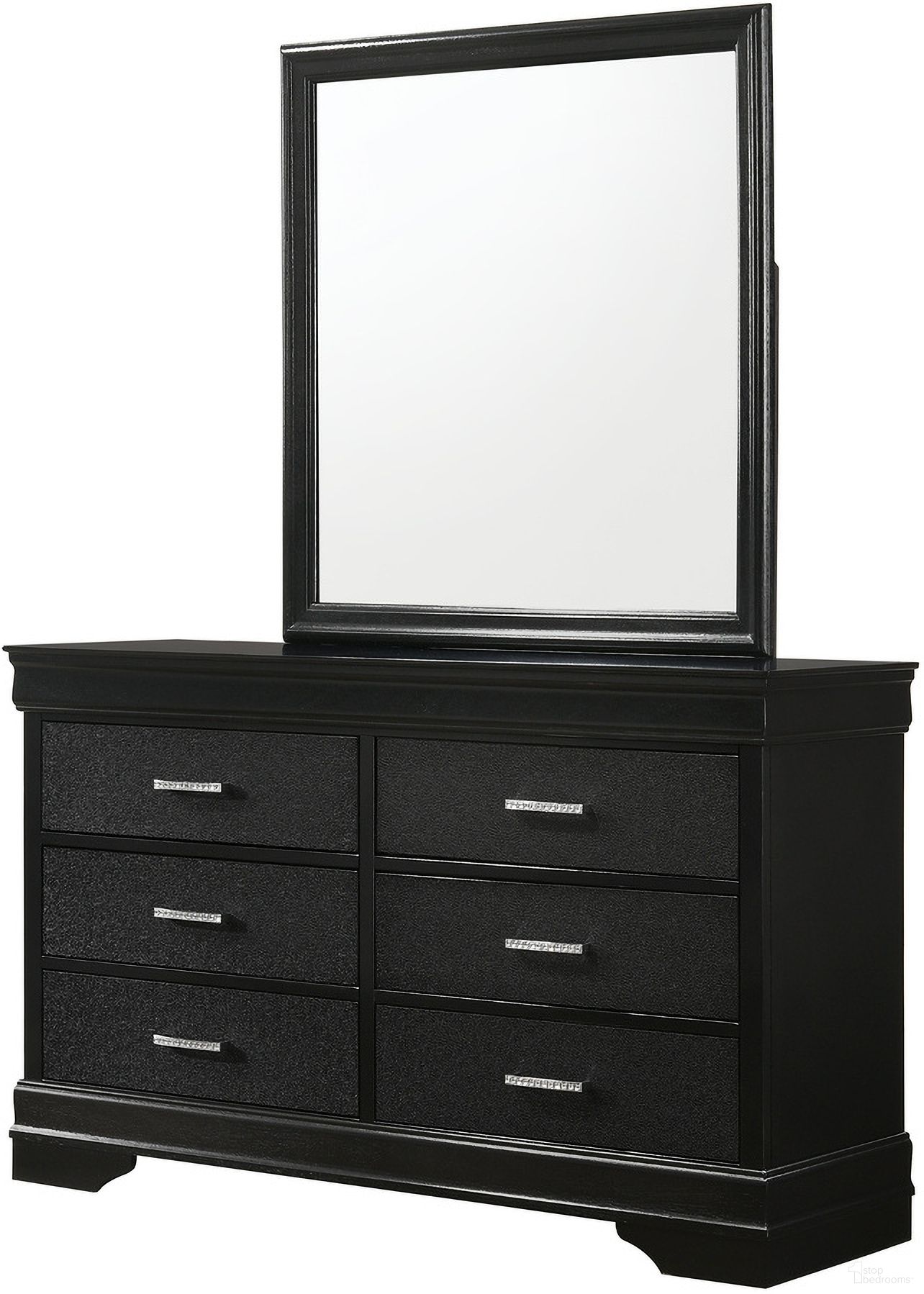The appearance of Amalia Dresser In Black designed by Crown Mark in the glam interior design. This black piece of furniture  was selected by 1StopBedrooms from Amalia Collection to add a touch of cosiness and style into your home. Sku: B6918-1. Material: MDF.