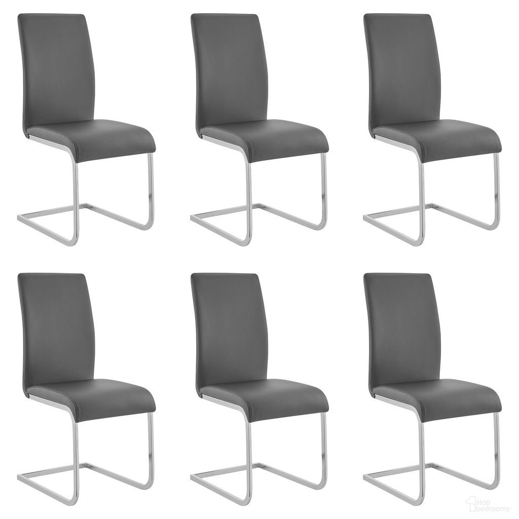 The appearance of Amanda Side Chair Set of 6 In Gray and Chrome designed by Armen Living in the modern / contemporary interior design. This chrome and gray piece of furniture  was selected by 1StopBedrooms from Amanda Collection to add a touch of cosiness and style into your home. Sku: LCAMSIGR;LCAMSIGR;LCAMSIGR. Material: Metal. Chair Type: Side Chair.