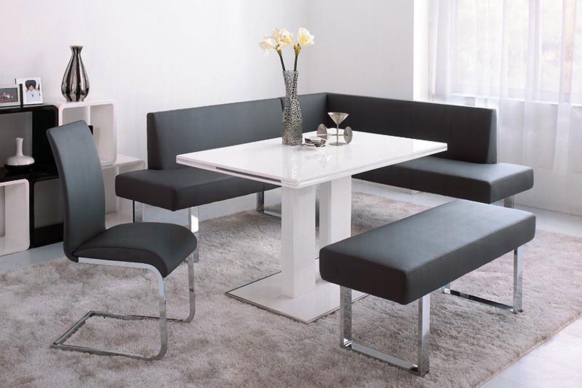 The appearance of Amanda White Dining Room Set designed by Armen Living in the glam interior design. This white piece of furniture was selected by 1StopBedrooms from Amanda Collection to add a touch of cosiness and style into your home. Sku: LCAMDIWHTO;LCAMSIBL. Table Base Style: Pedestal. Material: Metal. Size: 51".