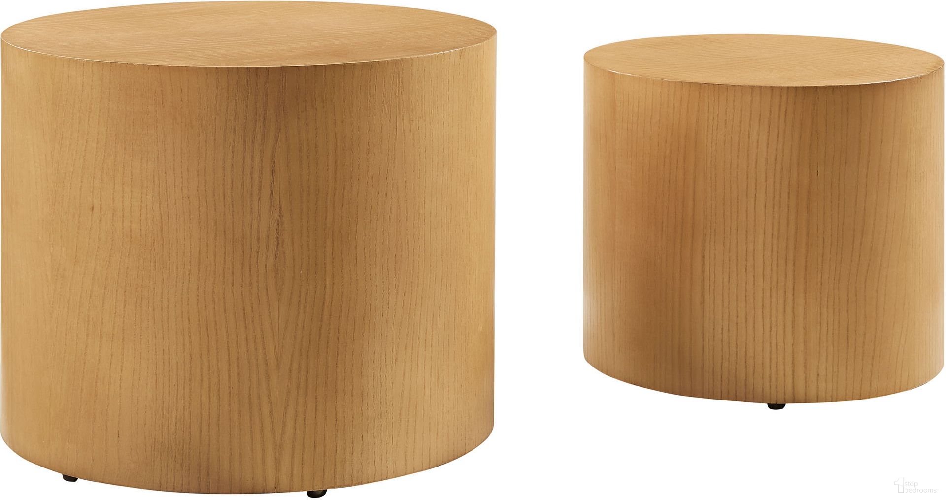 Amani Round Nesting Coffee Tables Set of 2 In Natural