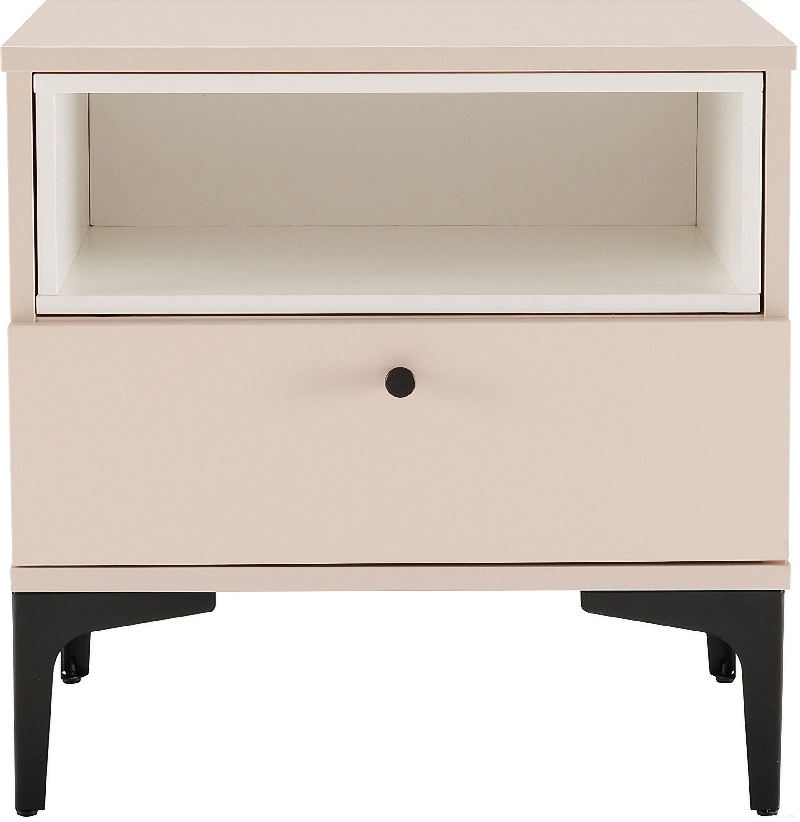 The appearance of Amara Nightstand In Pale Rose and White designed by Manhattan Comfort in the modern / contemporary interior design. This pale rose/white piece of furniture was selected by 1StopBedrooms from Amara Collection to add a touch of cosiness and style into your home. Sku: NS006-PK. Material: MDP.
