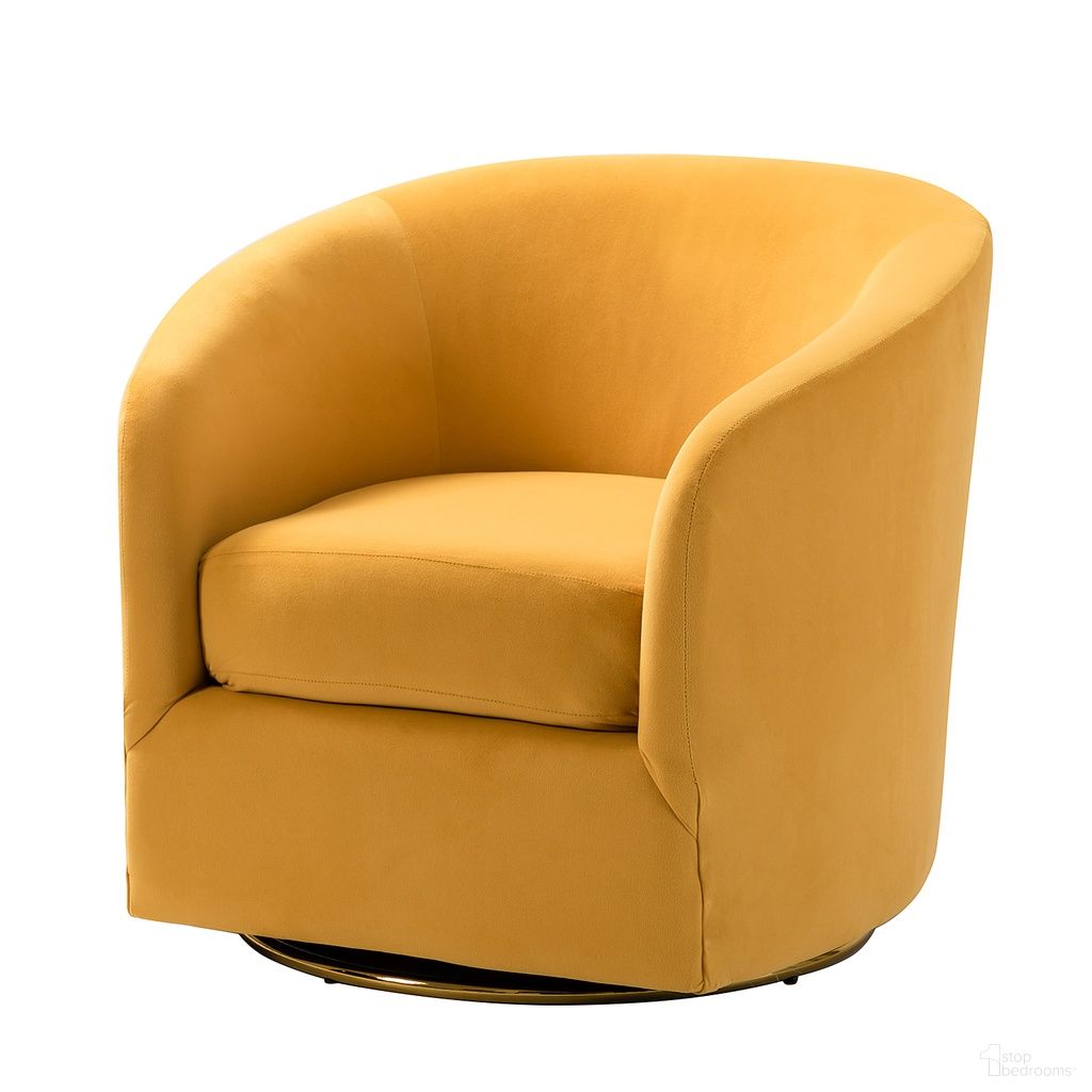 The appearance of Amarante Swivel Chair In Mustard designed by Karat Home in the modern / contemporary interior design. This mustard piece of furniture was selected by 1StopBedrooms from Amarante Collection to add a touch of cosiness and style into your home. Sku: CHM0240-MUSTARD. Material: Velvet.