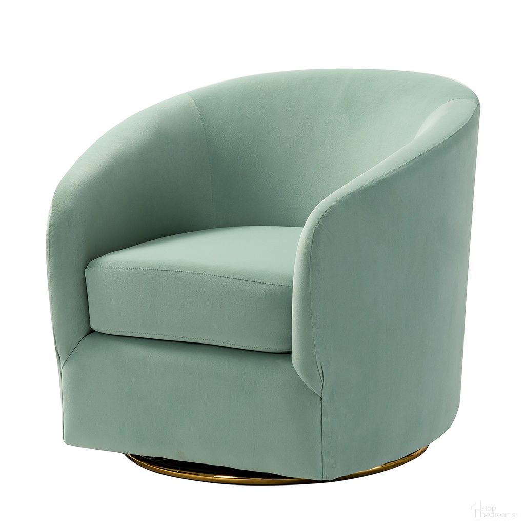 The appearance of Amarante Swivel Chair In Sage designed by Karat Home in the modern / contemporary interior design. This sage piece of furniture  was selected by 1StopBedrooms from Amarante Collection to add a touch of cosiness and style into your home. Sku: CHM0240-SAGE. Material: Velvet.