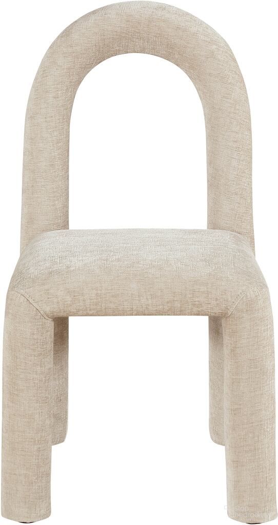Amari Chenille Fabric Dining Chair Set of 2 In Beige Chenille