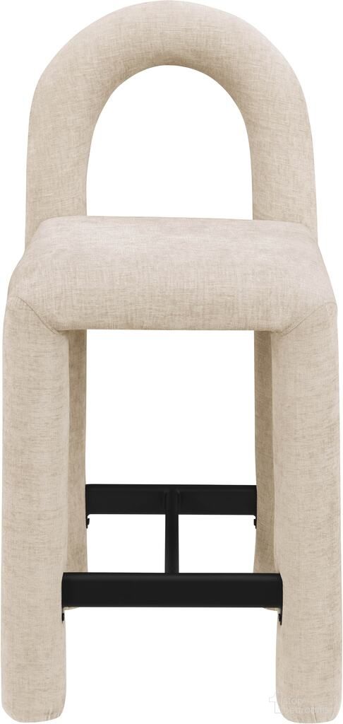 Amari Chenille Fabric Stool In Beige Chenille