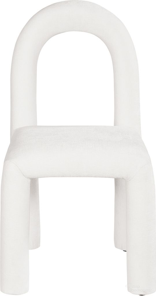 Amari Chenille Fabric Dining Chair Set of 2 In Cream Chenille