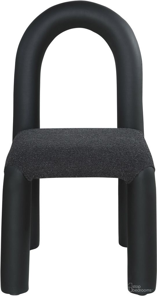 The appearance of Amari Vegan Leather and Boucle Fabric Dining Chair Set of 2 In Black designed by Meridian in the modern / contemporary interior design. This black piece of furniture  was selected by 1StopBedrooms from Amari Collection to add a touch of cosiness and style into your home. Sku: 11065Black-C. Material: Vegan Leather. Chair Type: Side Chair.