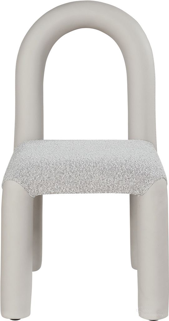 Amari Vegan Leather and Boucle Fabric Dining Chair Set of 2 In Taupe