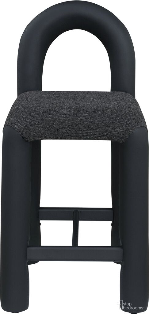 The appearance of Amari Vegan Leather and Boucle Fabric Stool In Black designed by Meridian in the modern / contemporary interior design. This black piece of furniture was selected by 1StopBedrooms from Amari Collection to add a touch of cosiness and style into your home. Sku: 11066Black-C. Material: Vegan Leather.