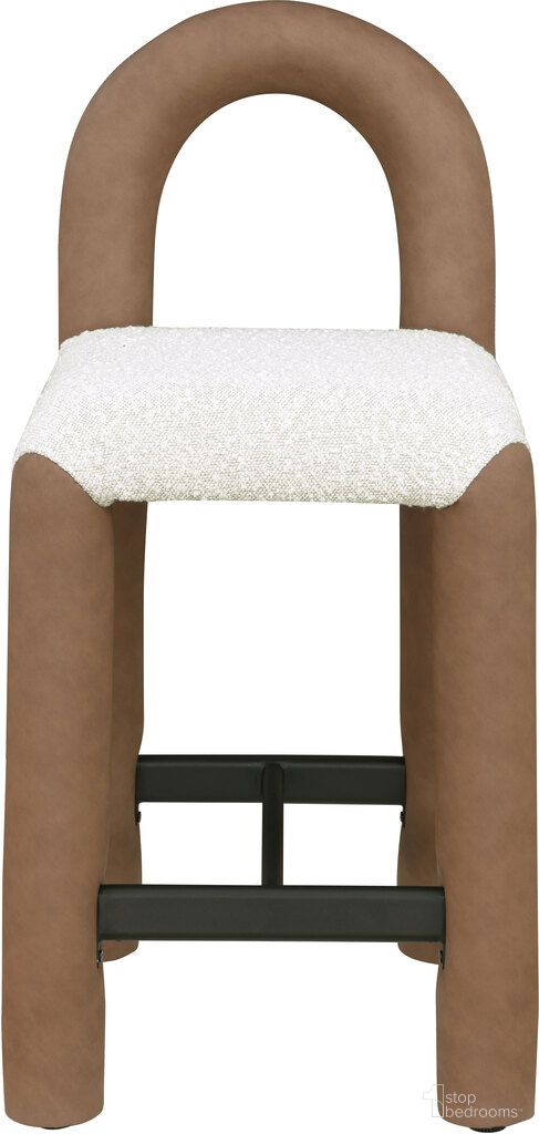 The appearance of Amari Vegan Leather and Boucle Fabric Stool In Brown designed by Meridian in the modern / contemporary interior design. This brown piece of furniture was selected by 1StopBedrooms from Amari Collection to add a touch of cosiness and style into your home. Sku: 11066Brown-C. Material: Vegan Leather.