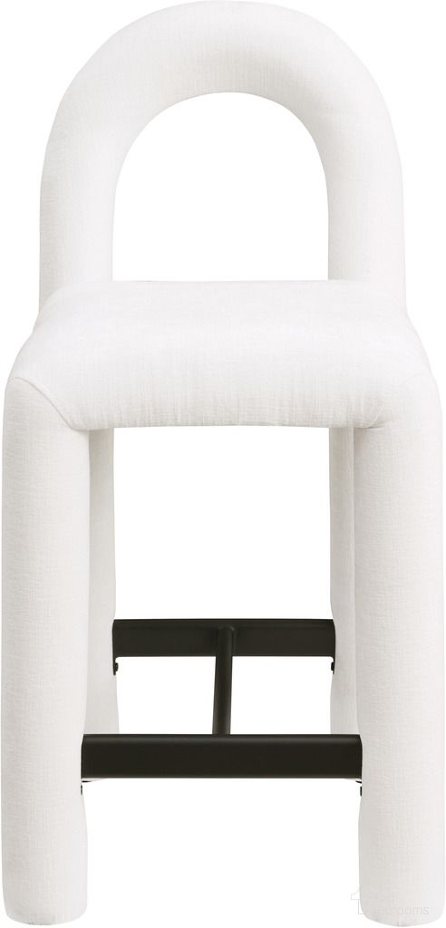 Amari Chenille Fabric Stool In Cream Chenille