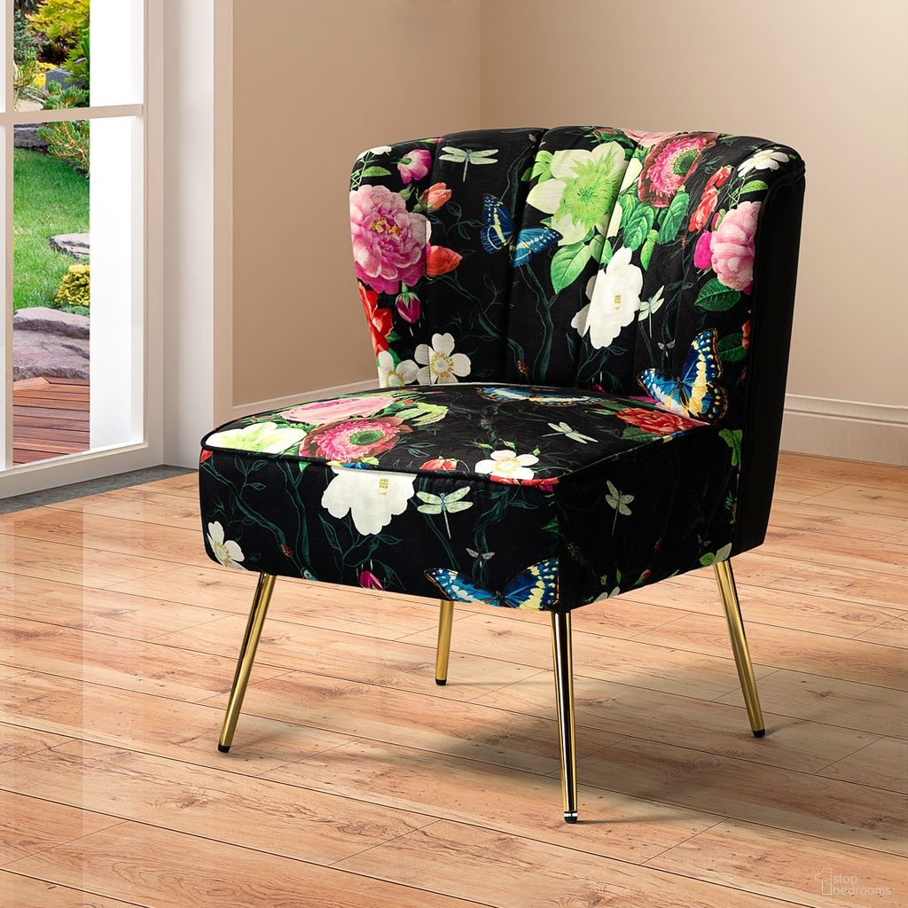 The appearance of Amata Side Chair In Black designed by Karat Home in the modern / contemporary interior design. This black piece of furniture  was selected by 1StopBedrooms from Amata Collection to add a touch of cosiness and style into your home. Sku: CHM0015-BLACK. Material: Velvet.