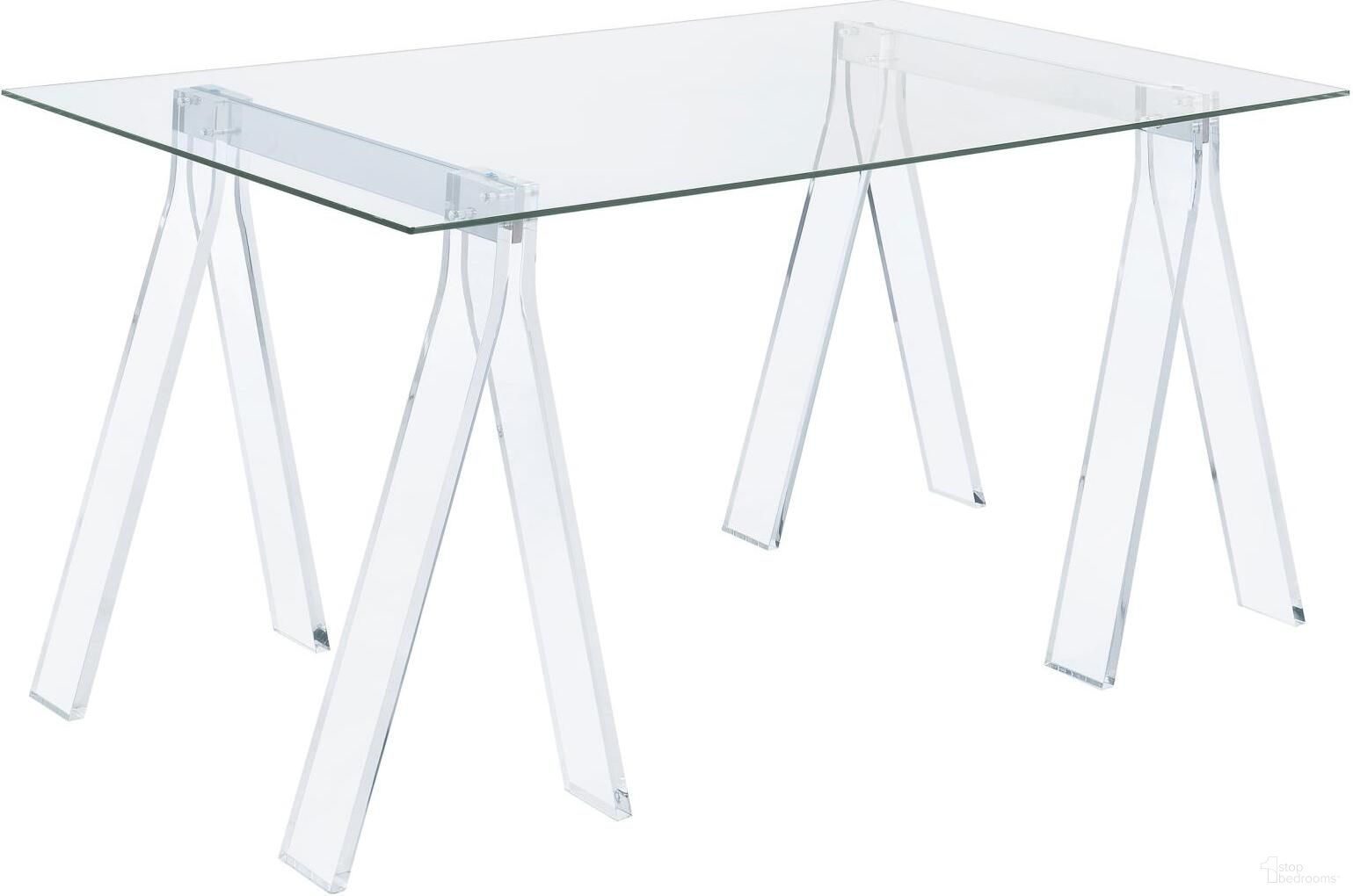 The appearance of Amaturo Writing Desk with Glass Top Clear designed by Coaster in the modern / contemporary interior design. This clear acrylic piece of furniture was selected by 1StopBedrooms from Amaturo Collection to add a touch of cosiness and style into your home. Sku: 801535B1;801535B2. Material: Acrylic.