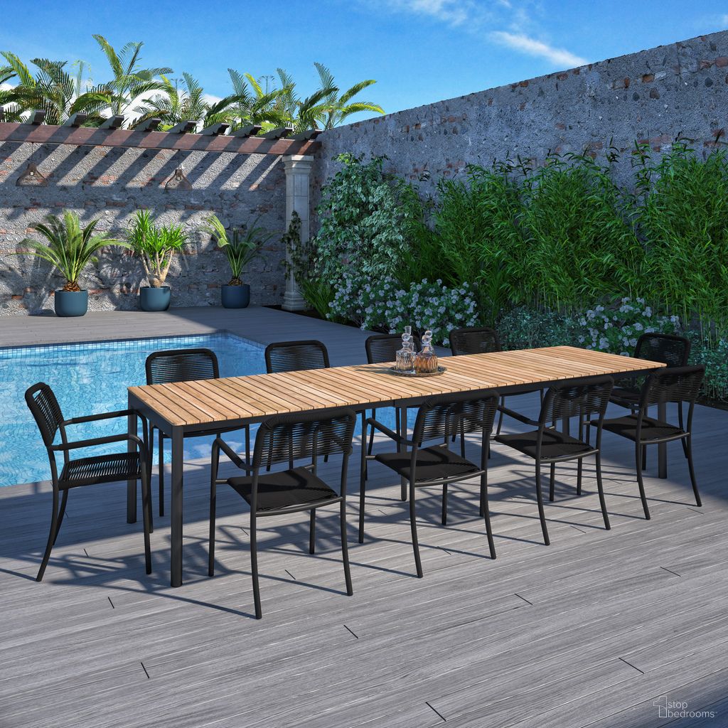 The appearance of Amazonia Barcelona 11 Piece Extendable Patio Dining Set In Black designed by International Home Miami in the modern / contemporary interior design. This black piece of furniture was selected by 1StopBedrooms from Stockholm Collection to add a touch of cosiness and style into your home. Sku: TPZEXTBL_ 10PORTBYBK. Material: Aluminium.