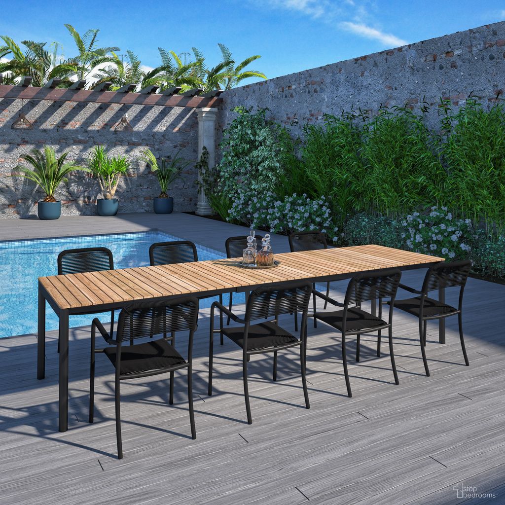 The appearance of Amazonia Barcelona 9 Piece Extendable Patio Dining Set In Black designed by International Home Miami in the modern / contemporary interior design. This black piece of furniture was selected by 1StopBedrooms from Stockholm Collection to add a touch of cosiness and style into your home. Sku: TPZEXTBL_ 8PORTBYBK. Material: Aluminium.
