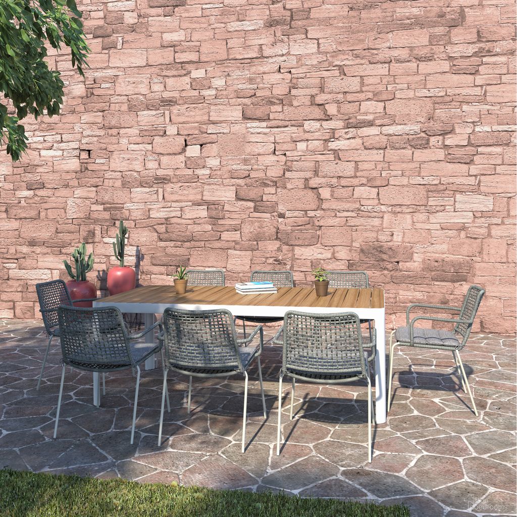 The appearance of Amazonia Bob 9-Piece Rectangular Patio Dining Set In Grey designed by International Home Miami in the modern / contemporary interior design. This grey piece of furniture was selected by 1StopBedrooms from Mykonos Collection to add a touch of cosiness and style into your home. Sku: SC PORTALS_8OBERON GR_GR_OUT. Material: Aluminum.